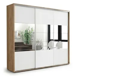 Produktbild von A26 Kleiderschrank - Craft Gold, Lacobel Weiß - 250 x 62 x 245 cm