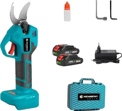 Obrázok produktu pre Elektrické nožnice, bezkartáčový motor, 4 rýchlosti, 2 batérie, zástrčka EÚ
