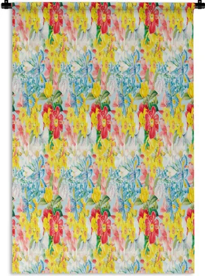 Produktbild von MuchoWow® Wandteppich Wandbehang Blumen - Muster - Farben 120x180 cm Tapisserie Dekoration Wandtuch - Schlafzimmer - Dekorationen für das Haus