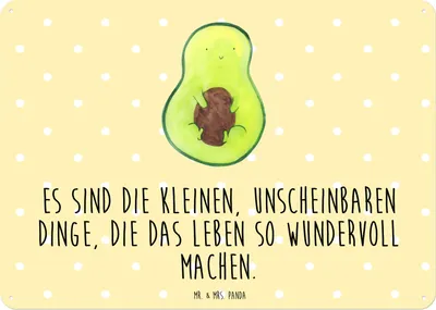 Produktbild von Mr. & Mrs. Panda tafel Avocado Kern DIN A3 - Gelb Pastell - Geschenk, Blechschild, Schild, Pflanze, Türschild, Wunder, Magnetschild, Spruch Leben, Wandbild, Liebe