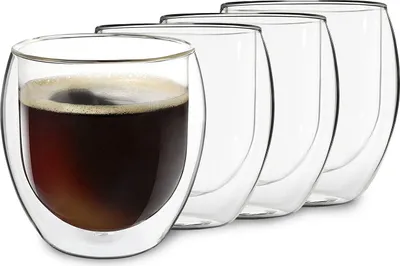 Produktbild von DUOS® Jumbo Latte Macchiato Gläser Set 4x310ml, Doppelwandige Gläser Latte Macchiato, Doppelwandige Kaffeegläser, Teegläser, Cappuccino Gläser Eiskaffee Gläser Thermogläser doppelwandig Espressotassen