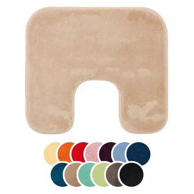 Produktbild von liebling Badteppich mit Bügelausschnitt, 100% Polyester, Anti-Rutsch Beschichtung, Serie Santos, 50 x 45 cm, 1500 g/m², 30 Grad waschbar, sand