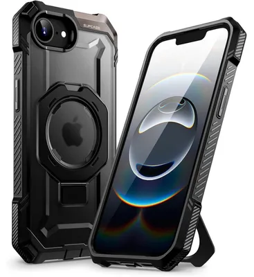 Obrázek produktu pro Ochranné pouzdro s prstencovým stojánkem pro iPhone 16e 6,1 palce (2025), kompatibilní s MagSafe, robustní, černé barvy