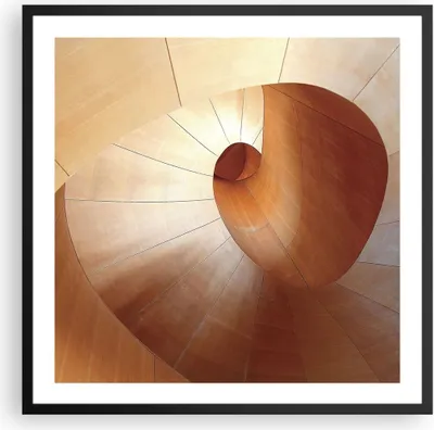 Produktbild von Gerahmtes Poster - Schwarzer Rahmen - Dreidimensional Spirale Braun - 60x60 cm - Wand Bild - Wanddeko - Wandbilder - Kunstposter - Wandposter - Bilderrahmen - Bilder - Kunstdruck - P2BAC60x60-4652