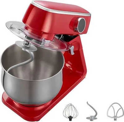 Obrázok produktu pre Elektrický stojanový mixér, 1800 W, 10 stupňov rýchlosti, odnímateľná hlava, nerezová oceľ, metly, hák na cesto, šľahač a miešadlo na pečenie, miešanie, šľahanie a hnetenie, strieborná farba