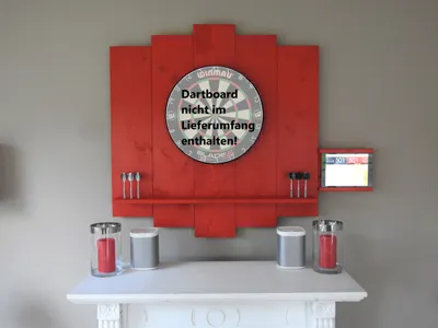Produktbild von WOODEN Dartboard Surround | Rot | MIT Tablet-Halter (Universell) | Premium Dart-Wandschutz & Tablet-Halter (Catchring, Backboard)