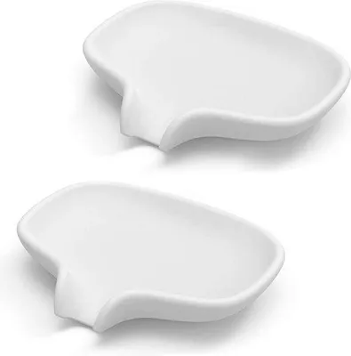 Image de Lot de 2 accessoires de salle de bain - Porte-savon en silicone - Porte-savon - Blanc - 13 × 9,5 × 2,5 cm
