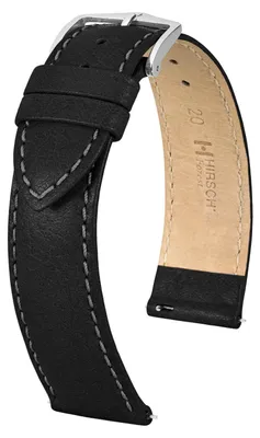 Produktbild von HIRSCH Forest Uhrenarmband aus italienischem Kalbleder Schwarz 18 mm