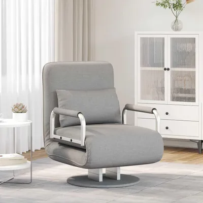 Image de vidaXL Chaise pivotante et canapé-lit Tissu gris clair
