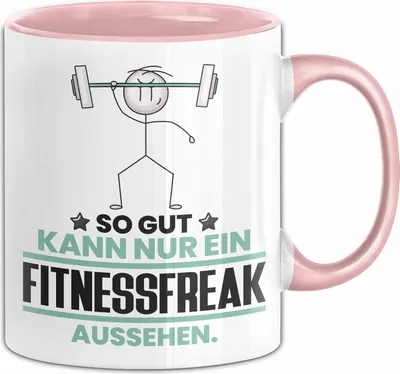 Produktbild von Fitnessfreak Geschenk Tasse So Gut Kann Nur Ein Fitnessfreak Aussehen Geschenkidee Kaffee-Becher (Rosa)