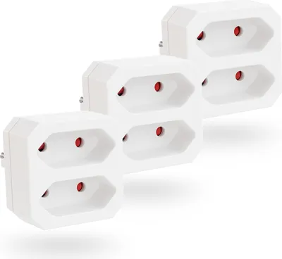 Produktbild von greate 3x Doppelstecker für Steckdose 2fach bis max. 1100W - zweifach Steckdosenadapter, Doppelsteckdose