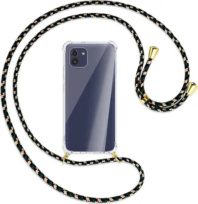 Produktbild von Handykette Backcover-Schutzhülle mit Band (Metall goldfarben) für Samsung Galaxy A03 4G - camouflage