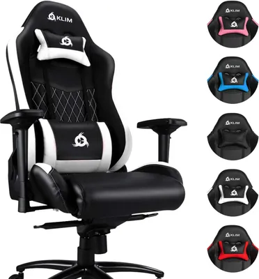 Produktbild von KLIM Esports Gaming Stuhl + Mit Lenden- und Nackenstütze + Verstellbar Gaming Sessel + Ergonomisch PC Stuhl + Kunstleder und Premium-Materialien + Weiß Gamer Stuhl Gaming Chair