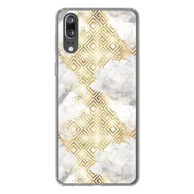 Produktbild von MuchoWow® Handyhülle Schutzhülle Hülle für Huawei P20 Gold - Marmor - Muster - Geometrie Silikon Softcase Handy Hülle - Hardcover