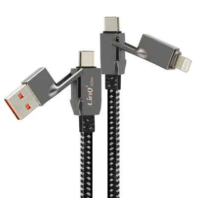 Immagine prodotto di LinQ, 100W USB e cavo di sincronizzazione da USB-C a USB-C e Lightning, nero
