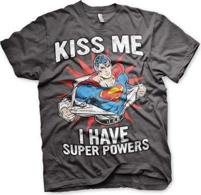 Produktbild von Kiss Me - I Have Super Powers T-Shirt - X-Large - Dark-Grey