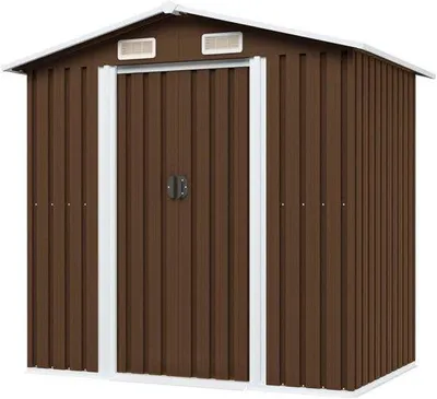 Produktbild von Gartenhaus Stahl - Aufbewahrungsschuppen Metall - 204x132x186 cm - Anthrazit Braun