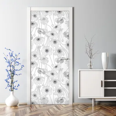 Produktbild von Dekorative Türtapete selbstklebend Klebefolie Türposter Türaufkleber Mohnblumen 85 x 200 cm