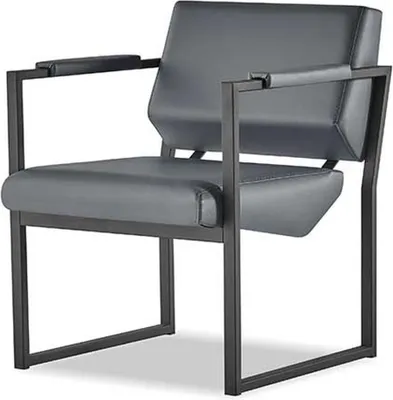 Produktbild von Bürostuhl Set Sessel Schwarz Lehnsessel Modern 1-Sitzer Leder Edelstahl