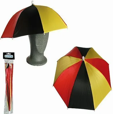 Produktbild von Kopf-Regen- & Sonnenschirm - Deutschlandflagge - Durchmesser 55 cm - im Polybeutel - Art. 00/0770 - Fanartikel Deutschland zur WM oder EM