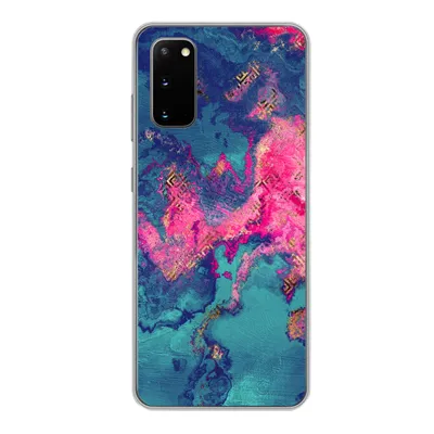 Produktbild von MuchoWow® Handyhülle Schutzhülle Hülle für Samsung Galaxy S20 Marmor - Farbe - Rosa - Blau Silikon Softcase Handy Hülle - Bild