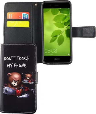 Produktbild von Handyhülle Tasche für Handy Huawei Nova 2 Schriftzug Bär mit Kettensäge