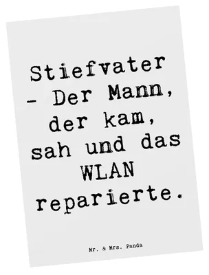 Produktbild von Mr. & Mrs. Panda Postkarte Spruch Stiefvater Held - Weiß - Geschenk, Ansichtskarten, Familie, persönliche Erinnerungen, Postkarten, Lächeln, Verwandte, Ansichtskarte
