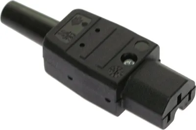Produktbild von as-Schwabe Thermoplast-Gerätesteckdose 120° Schwarz Typ C15 Warmgerät 230V IP20