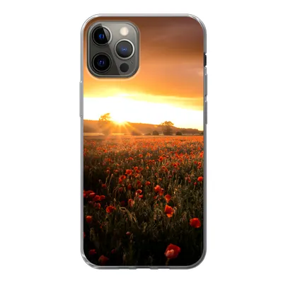 Produktbild von MuchoWow® Handyhülle Schutzhülle Hülle für iPhone 13 Pro Sonnenuntergang über den Mohnblumen in England Silikon Softcase Handy Hülle - Handy-Tasche