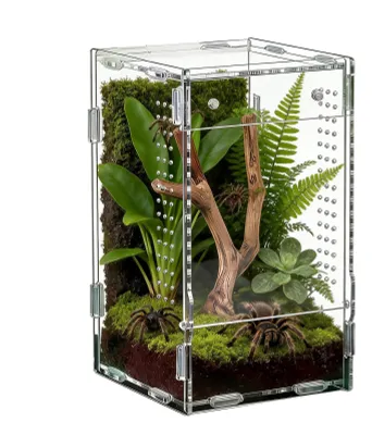Productafbeelding van Omgoods- Terrarium uitbraakveilig - Acryl Vogelspinnen-Kooi - Dierenhabitat - Voor observatie - Elegant ontwerp - Transparante structuur - Spinnenkooi