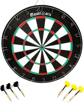 Immagine prodotto di Tabellone con 6 freccette con punte ponderate, voli intercambiabili, protezione della punta delle freccette, regole generali e da torneo, per professionisti e dilettanti, 2 campi da gioco