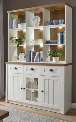 Produktbild von Buffetschrank "Seyne" in weiß Pinie und Eiche hell Landhaus Buffet 130 x 198 cm