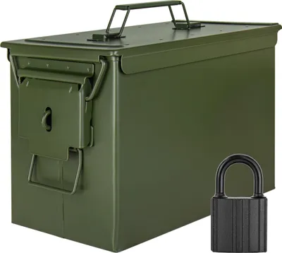 Immagine prodotto di Trucky Scatola portamunizioni in metallo, Con serratura scatola portamunizioni con coperchio, 33 x 19 x 23 cm, colore verde militare
