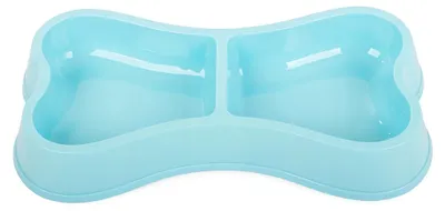 Image de Verk 19112 Gamelle double pour chiens et chats, plastique, 2x150ml bleu