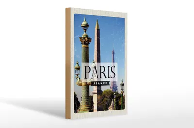 Produktbild von Holzschild Reise 20x30cm Paris France Retro Architektur
