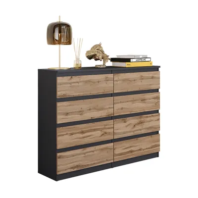 Immagine prodotto di GABRIEL - Cassettiera / credenza con 8 cassetti - Grigio antracite / Rovere Wotan H92cm L120cm P33cm