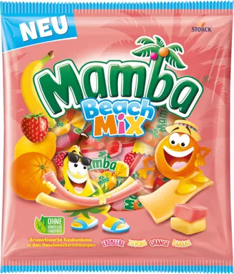 Produktbild von Storck Mamba Beach Mix Kaustreifen mit Fruchtgeschmack Packung 160g