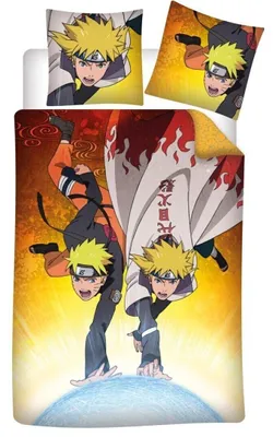 Produktbild von Naruto Bettwäsche Set – Mikrofaser, Rasengan Motiv, 135x200/63x63 cm