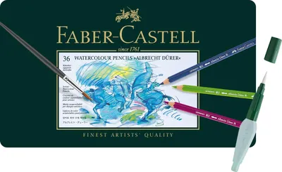 Zdjęcie produktu dla Faber-Castell Kredki akwarelowe 36 kolorów metalowe pudełko