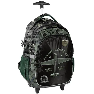 Image de Sac à dos à roulettes pour l'école, style militaire, pour garçons