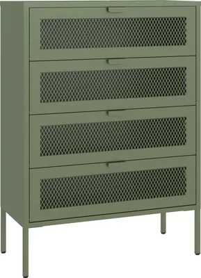 Image de Meuble à chaussures 4 portes en métal vert kaki EMMA