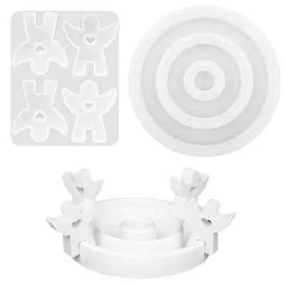 Obrázek produktu pro Silikonové formy na anděly, svícny, sada 2 kusů, forma pro výrobu 3D ozdob, vánoční tvoření