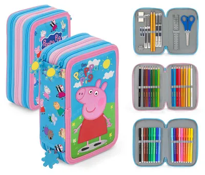 Produktbild von Peppa Pig Wutz - Mäppchen Federmappe, 42 Teile, 3-fach gefüllt