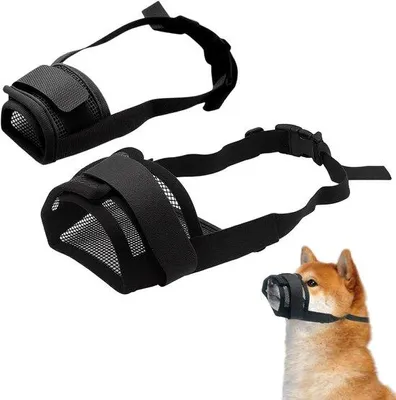 Image de Muselière pour chien ajustable, en nylon respirant, anti-morsure, taille moyenne, lot de 2