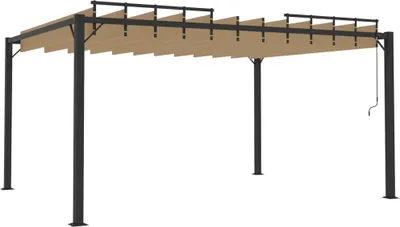 Produktbild von Pergola mit Lamellendach 3x4 m Taupe Stoff und Aluminium