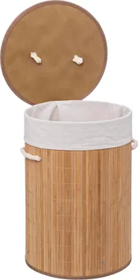 Produktbild von 5Five Waschekorb aus Bambus - 48 Liter - 35 x 50 cm - mit Deckel