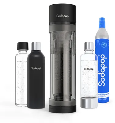 Image de SODAPOP, fontaine à eau pétillante, disponible avec bouteille en verre, bouteille en PET, bouteille en acier inoxydable et cartouche de CO2