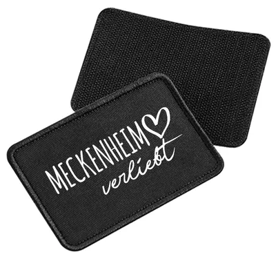 Produktbild von Huuraa Patch Meckenheim verliebt Black 10 x 6,5cm Baumwolle Klettpatch für Mütze Geschenkidee