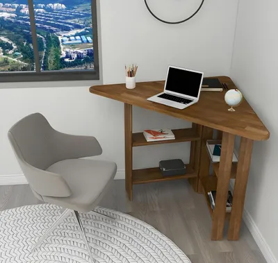 Immagine prodotto di Scrivania in legno marrone per l'ufficio in casa e la camera da letto