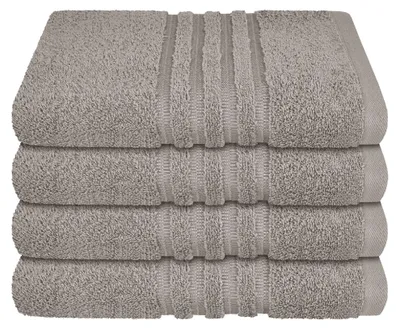 Produktbild von SCHIESSER Handtuchset Milano | Einfarbig | 4-teilig | 100% Baumwolle | Weich & Saugstark | 50x100 cm | Hellgrau
